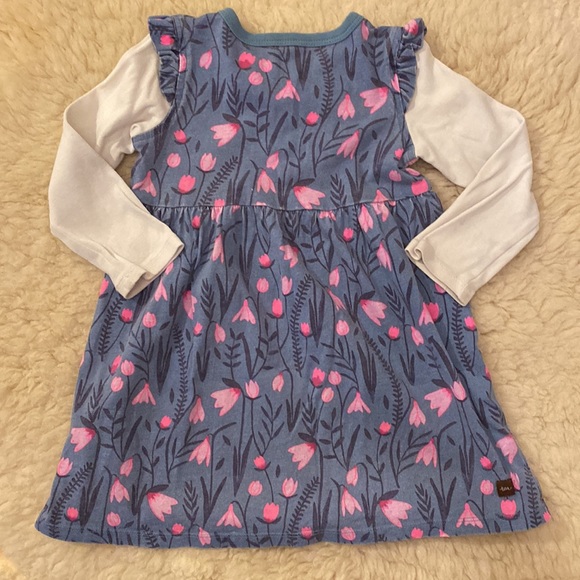 TEA Collection Blue & Pink Floral with ruffled shoulders, 3T - Picture 2 of 7